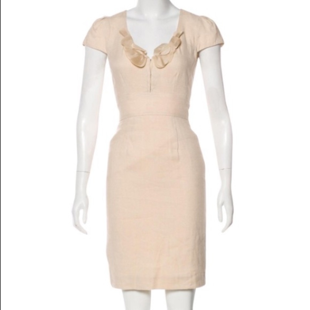 Rebecca Taylor champagne v neck dress